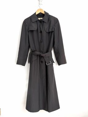 Vintage Aquascutum Aqua 5 - Black Belted Trench Coat - Dark Academia - Size M